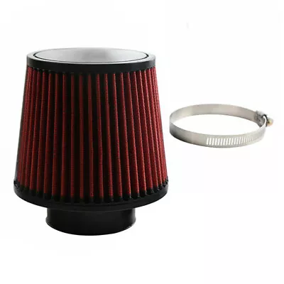 Red 4 In 100mm Performance High Flow Cold Air Intake Cone Dry Filter Replacement • $16.31