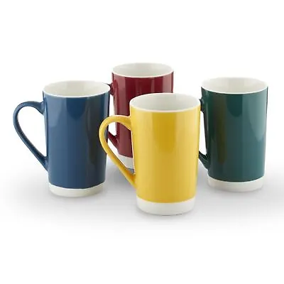 Tower T874010 Set Of 4 Jewel Large Latte Mugs Assorted Colours Fine China • £12.99
