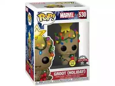 Funko Pop Marvel Holiday Groot GITD Lights Figure W/ Protector SPECIAL EDITION • $17