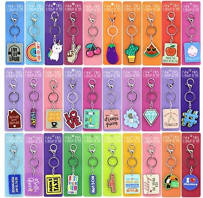 £2.99 • Buy Plastic Metal Keyring Tag Kids Designs Heart Emoji Initials Animals Charm Gift