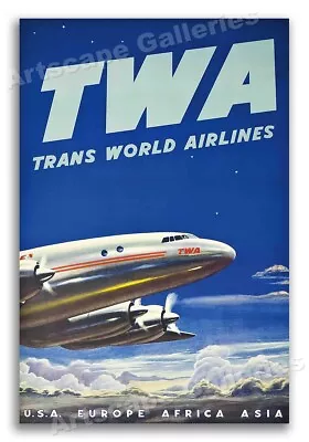 1950s TWA Airline Vintage Style Travel Poster - 20x30 • $18.95