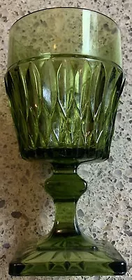 Vintage MCM Indiana Glass Mt Vernon Avocado Green Goblet Cup 6 Inch • $8.95