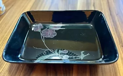 MIKASA RONDO TANGO Rectangular Casserole Dish UP008 Black/Purple Flowers 13x9.5” • $36