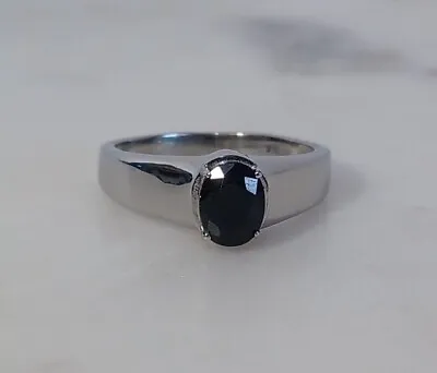 Men's Ring Size 14 Midnight Sapphire Solitaire In Stainless Steel 2.50 Ctw • $35.99