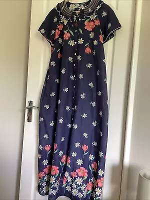 St Michael Maxi Vintage Nightdress  Dress 14 Rick Rack Housecoat Poppy M&S • £9.99