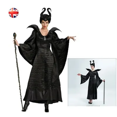 Halloween Adult Women Maleficent Costume Fancy Dress Cosplay With Hat Hot Gifts • £19.19