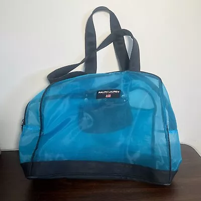 Ralph Lauren Bag Large Blue Mesh See Through Gym Bag Travel Hand Luggage Duffle • $24.99