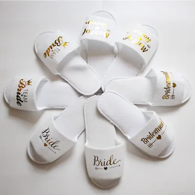 £2.88 • Buy Personalised Wedding Slipper Gift White Party Role Slippers Bridal Party Glitter
