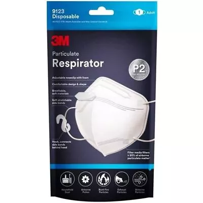 3M - P2 Respirator 9123 Disposable Face Mask PACK Of 5 - Non-Medical • $4.95