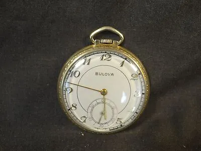 Vintage Bulova 17AH 10k RGP 17 J Pocket Watch Runs • $129.99
