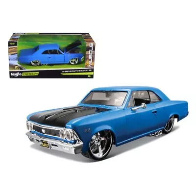 1966 Chevrolet Chevelle SS 396 Blue With Black Hood  Classic Muscle  1/24 Die... • $36.84