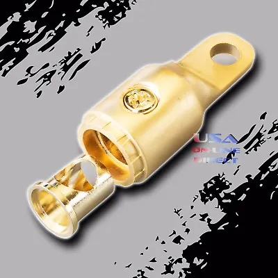 $10.99 • Buy 2pc Gold Plated 4/8 AWG Gauge Ring Terminal W/ Adapters Audio 12v Battery Marine