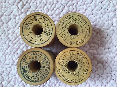 Belding Corticelli Wood Spools With Thread (4) • $7