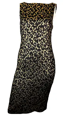 2 Michael Kors Italy Runway Gold Metallic Lame Leopard Print Dress Cocktail • $79.99