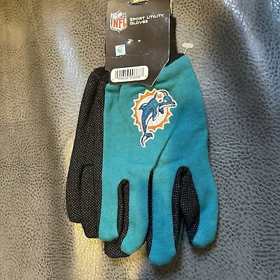 Miami DOLPHINS Gloves TWO TONE Embroidered Logos NFL Outdoor Utility NEW LAST 1 • $7.99