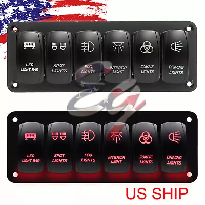 $29.95 • Buy Red Car Marine Boat 6-Gang Waterproof Circuit LED Rocker Switch Panel Breaker