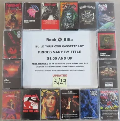 $1 & UP 80s 90s METAL HARD ROCK GRUNGE ALT PUNK CASSETTE TAPES BUILD YOUR LOT • $35