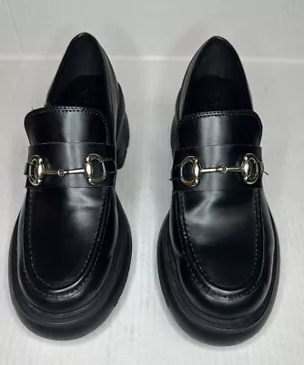 H&M Chunky Black Leather Loafers Size EUR40 US 9 • $31.23