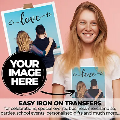 Custom Iron On T-Shirt Transfer - Your Design Printed To Make A Personalised Tee • £2.90