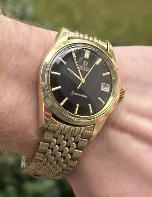Vintage Omega Seamaster Automatic Mens Gold Date Watch From 66! Gold-plated & Ss • $1000.99