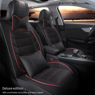 Luxury Leather Car 2/5 Seat Covers Front /+ Rear Interior Cushion Protector US • $95.43