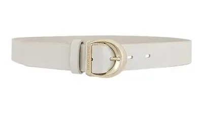 Zimmermann Crescent Buckle Jean Belt | ECRU/Cream/ Off-White Leather Gold • $199.99