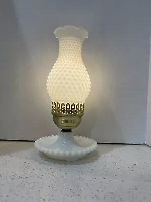 Hobnail Milk Glass Electric Lamp Vintage • $51.25