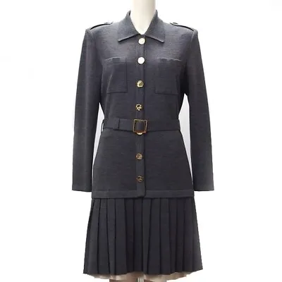 Authentic Yves Saint Laurent Vintage YSL Knit Long Sleeve Dress Gray Size M • $420