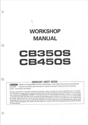 1986-1990 Honda CB350S CB450S Motorcycle Service Repair Manual • $125