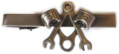 Piston Masonic Wrench Mechanic Harley Indian Antique Nickel Tie Bar Clip • $12.99