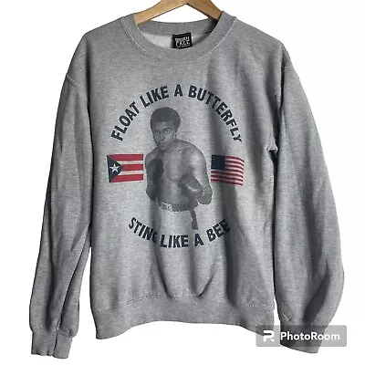 Worn Free Muhammad Ali Sweatshirt Small Gray Pullover Crew Neck Float Butterfly • $32.98