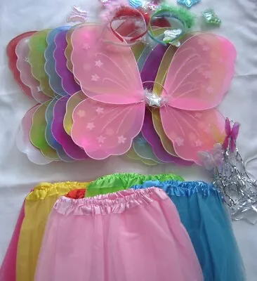 Large Fairy Butterfly Wings Tutu Wand Headband  Skirt Girl Kids Party  Halloween • £8.75