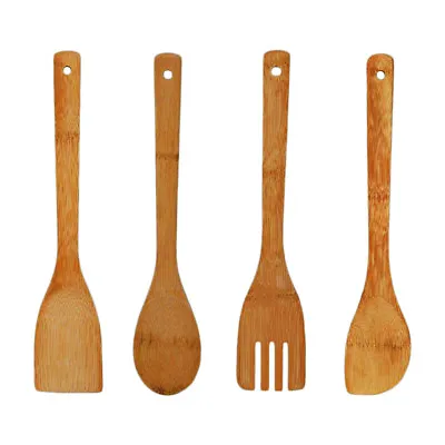 £3.29 • Buy 4 -  Assorted Wooden Kitchen Cooking Spoon Mixing Tool Utensil Spatula Set