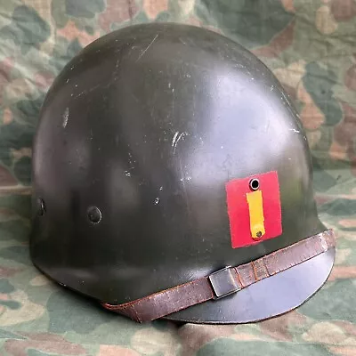 Original Named WWII USMC Shore Party Westinghouse M1 Helmet Liner 2nd Lt. • $299.99