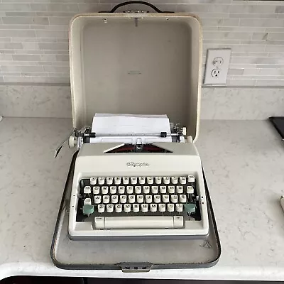 Vintage 1966 OLYMPIA SM-9 Deluxe Portable Typewriter & Case Working • £189.08