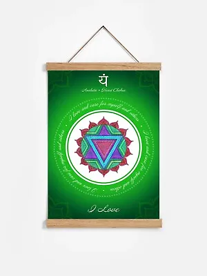 Heart Chakra A3 Poster With Mantra And Affirmation | Anahata • £15.15