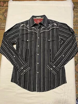 Wrangler Rock 47 Western Snap Shirt  Long Sleeve Button Mens Medium • $17.50