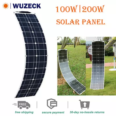 100w/200w 12v Solar Panel Kit Flexible Monocrystalline 10A Controller RV Marine • $45.99