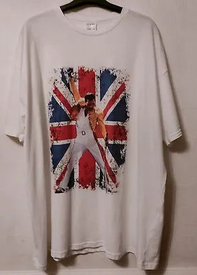 Vintage Queen Freddy Mercury Live Aid 1985 Union Jack Flag White T Shirt Xxl 2xl • $49.79