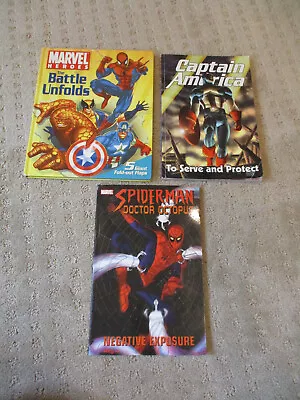 Marvel Super Heroes Lot Of 3 Capt America Spiderman & Heroes The Battle Unfolds • $9.99