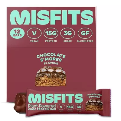 Misfits Vegan Protein Bar Plant Based Protein 12 Ct Smores Flavor - NEW • $15