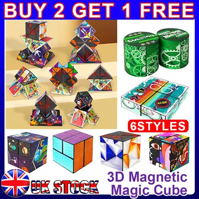 £3.99 • Buy 3D Changeable Variety Magnetic Magic Cube Hand Flip Puzzle Anti Stress Toys Gift
