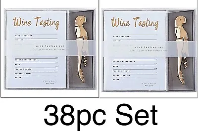 $34.09 • Buy West Emory Wine Tasting 38PC SET 36 Cards Gold 2x Bottle Openers Corkscrew Party