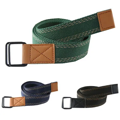 Mens Ladies Belt Canvas D Ring Fabric Webbing Waist Army Waistband Womens Punk • £5.53