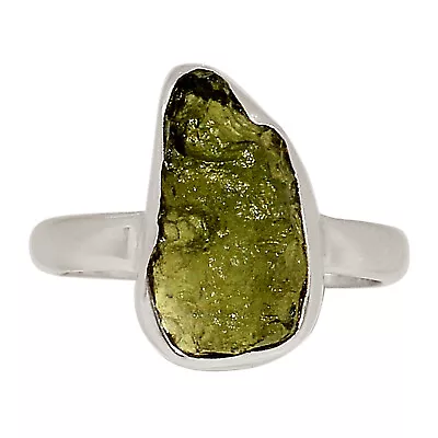 Natural Genuine Czech Moldavite 925 Sterling Silver Ring Jewelry S.6 ALLR-25368 • $33.99