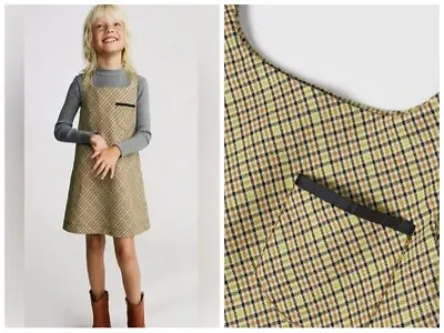 GIRL'S NWT ZARA Plaid Contrast Pocket Pinafore Jumper Dress  Sz. 6 • $21.24