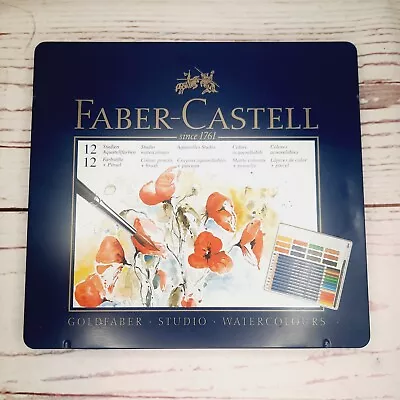 Faber-Castell Tin Of 12 Watercolour Pencils + Paints & Brush • £13.99