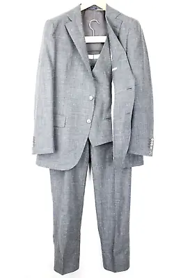 SUITSUPPLY La Spalla Men Suit UK42R Wool Silk Linen Classic Grey 3 Piece • $542.19