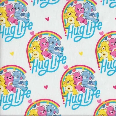 Care Bears Hug Life On White Girls Kids Licensed Quilting Fabric 1/2 Metre • $15.95