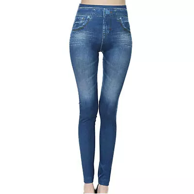 Women Pencil Pants Skinny Casual Comfortable Fake Jeans Women Trousers 3 Colors • $10.54